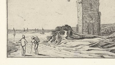 Camino más allá de un faro junto a la playa Paisajes después de Esaias van de Velde (título de la serie) de Anonymous