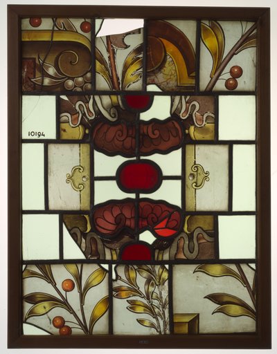 Panel con rombos de colores, fragmentos de una gran composición de cartuchos, frutas, etc. de Anonymous