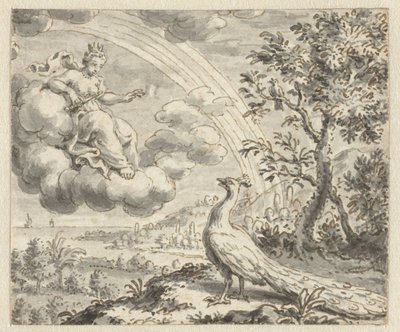 El pavo real se queja a Juno
Diseños de ilustraciones para una edición de las Fábulas de Jean de la Fontaine (título de la serie) de Anonymous