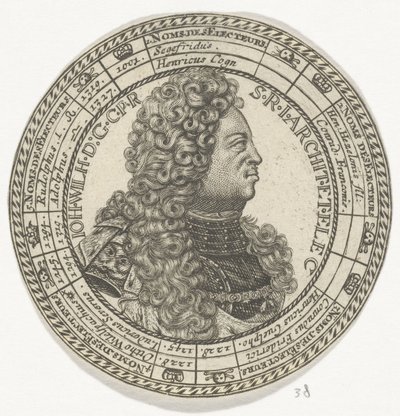 Medalla con el retrato de Johan Willem y los nombres de los Electores del Palatinado de Anonymous