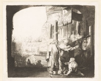 Pedro y Juan curando al tullido a la puerta del templo de Anonymous