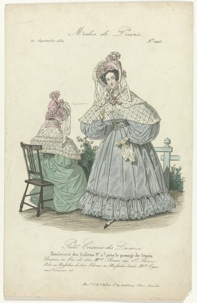 Petit Courrier des Dames, 20 de septiembre de 1834, No.1095: Sombrero en Pou de Soi (...) de Anonymous