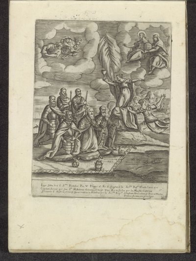 Pío V, Felipe II, Alvise I Mocenigo, Sebastiano Vernier, Marcantonio Colonna y Don Juan de Austria arrodillados ante la Fe Escenas de la vida veneciana (título de la serie) Habiti d