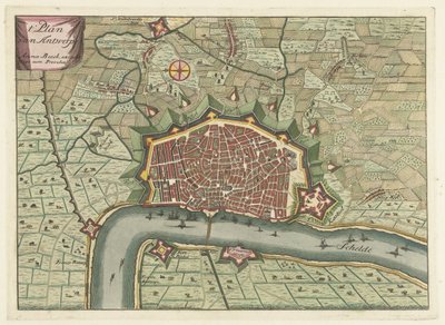 Mapa de Amberes, hacia 1706 t
