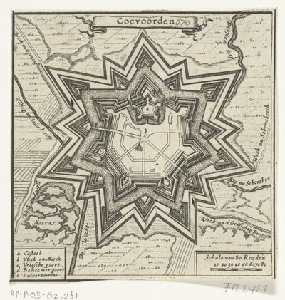 Mapa de Coevorden, 1672 Coevoorden (título sobre objeto) de Anonymous