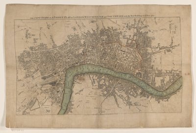 Plattegrond de Londres, 1761 La guía de la ciudad o un plano de bolsillo de Londres, Westminster y Southwark con los nuevos edificios hasta el año 1761 (título sobre objeto) de Anonymous