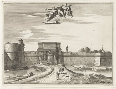 Porta Romana en Milán Porta Romana cum suis Muninentis (título sobre objeto) Edificios Magesyn der Italiaense (título de la serie) de Anonymous