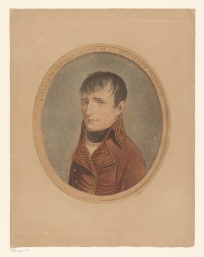 Retrato de Napoleón I Bonaparte, keizer de Fransen Bonaparte Primer Cónsul de la República Francesa (título sobre objeto) de Anonymous