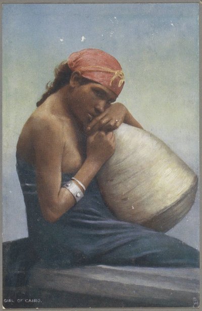 Retrato de una niña con una jarra de El Cairo Niña de El Cairo (título sobre objeto) de Anonymous