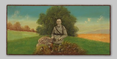Retrato de un soldado desconocido en un paisaje pintado de Anonymous
