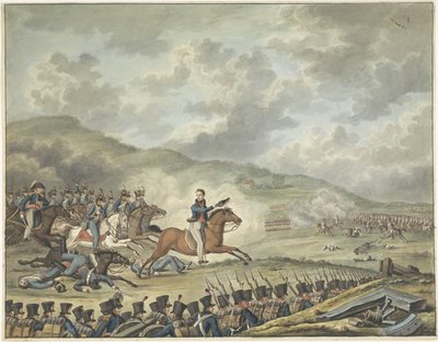 El Príncipe de Orange dirige las tropas holandesas en Quatre-Bras, 1815 de Anonymous