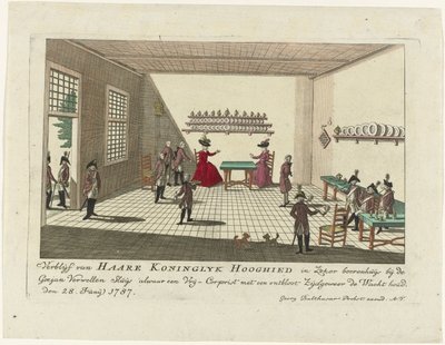 Princesa de Orange en la sala de guardia de Goejanverwellesluis, 1787 La estadía de Haare Koninglyk Hooghied en la casa de cierto granjero cerca de Goejan Verwellen Sluijs, donde un Vrij-Corpist vigila con un rifle lateral desnudo. el 28 de junio de 1787 ( de Anonymous