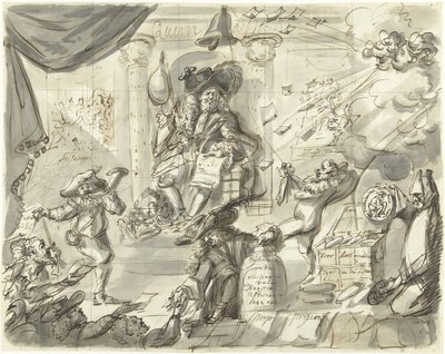 Quincampoix o el gran vendedor de viento y coles, 1720
La gran escena de la locura (piezas adicionales) (título de la serie) de Anonymous