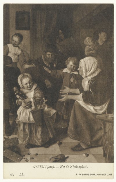 Reproducción del cuadro La fiesta de San Nicolás de Jan Steen La Fiesta de San Nicolás (título sobre el objeto) Rijks-Museum, Ámsterdam (título de la serie) de Anonymous