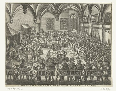 Dieta de Augsburgo, 1530 Confesión. Evangelio. Carolo V. Caes. Exhibición. Ago. Findel. M.D.XXX. d. XXV. Junii (título sobre el objeto) de Anonymous