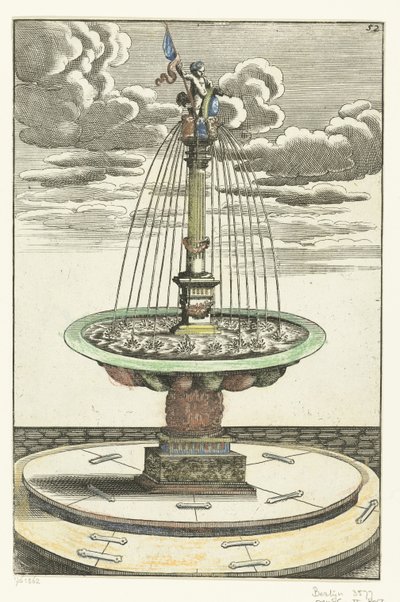 Lavabo redondo con columna toscana Architectura Curiosa Nova (título de la serie) de Anonymous