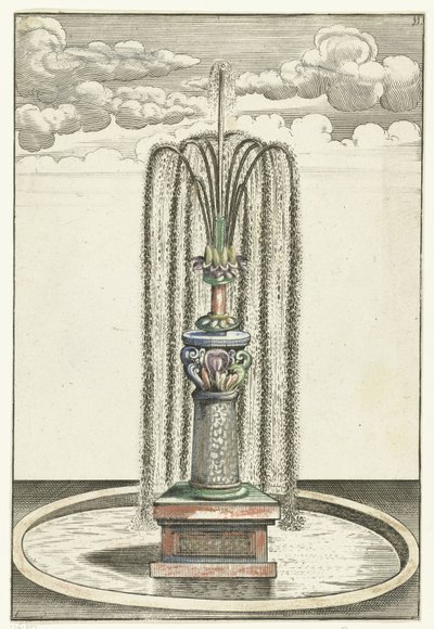 Lavabo redondo con columna corta Architectura Curiosa Nova (título de la serie) de Anonymous