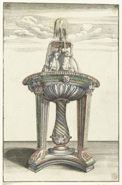 Lavabo redondo sobre trípode grande Architectura Curiosa Nova (título de la serie) de Anonymous