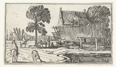 Jinete en el camino a lo largo de una granja Paisajes después de Esaias van de Velde (título de la serie) de Anonymous
