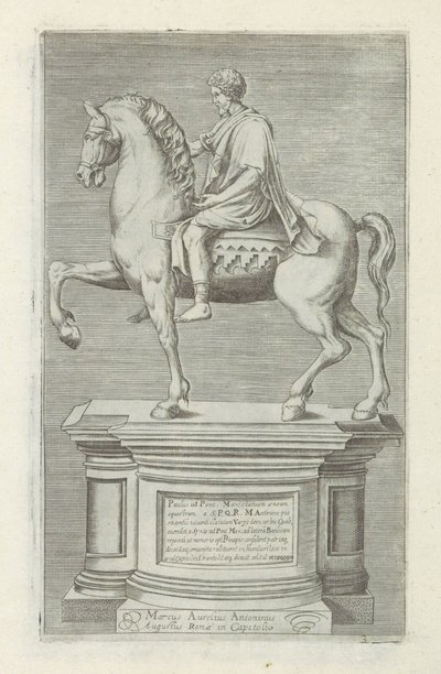 Ruiterstandbeeld de Marco Aurelio Antieke sculptn en Roma (título de la serie) Los íconos de las estatuas antiguas de la ciudad de Roma que se ven en lugares públicos (título de la serie) de Anonymous
