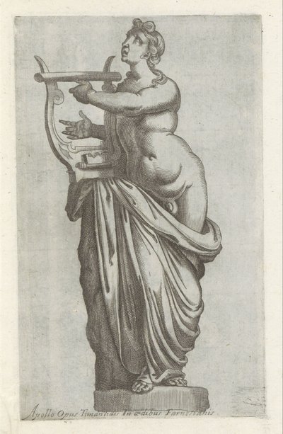 Escultura van Apollo El trabajo timanlid de Apolo en la casa farnesiana (título sobre el objeto) Antieke sculptn en Roma (título de la serie) Los íconos de las estatuas antiguas de la ciudad de Roma que se ven en lugares públicos (título de la serie) de Anonymous