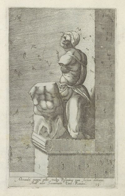 Escultor van Pasquino Alejandro el gran soldado, comúnmente Pasquinus con el Focius Antieke sculptn en Roma (título de la serie) Los íconos de las estatuas antiguas de la ciudad de Roma que se ven en lugares públicos (título de la serie) de Anonymous