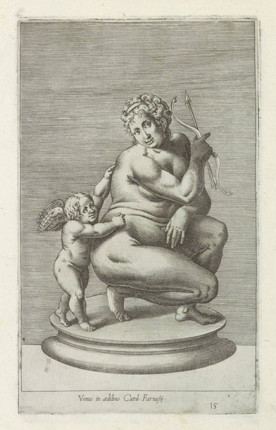 Escultura de Venus en Amor Venus en la casa del Card. Farnese (título sobre el objeto) Antieke sculptn en Roma (título de la serie) Los íconos de las estatuas antiguas de la ciudad de Roma que se ven en lugares públicos (título de la serie) de Anonymous