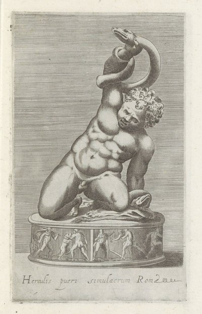 Sculptuur van de jonge Hércules en gevecht met een slang La estatua del niño de Hércules en Roma (título sobre objeto) Antieke sculptn en Roma (título de la serie) Los íconos de las estatuas antiguas de la ciudad de Roma que se ven en lugares públicos (tít de Anonymous