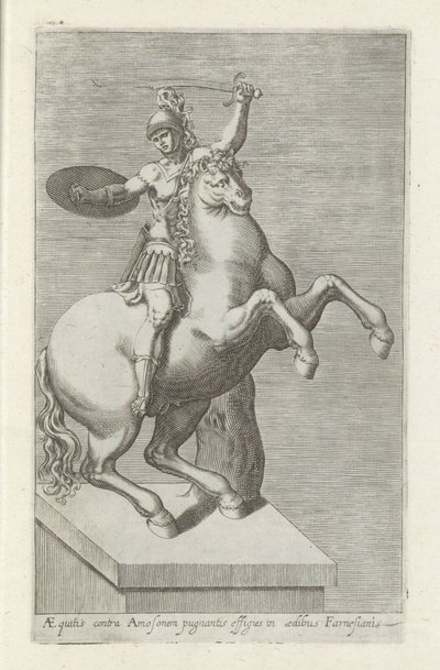 Sculptuur van een Romeinse soldaat te paard (título en el objeto) Antieke sculptn en Roma (título de la serie) Los íconos de las estatuas antiguas de la ciudad de Roma que se ven en lugares públicos (título de la serie) de Anonymous