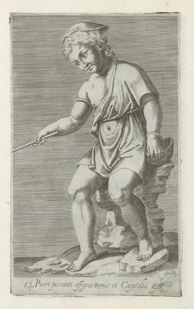 Sculptuur van een issende jongen Imágenes de niños pescando en Roma en el Capitolio (título sobre objeto) Antieke sculptn en Roma (título de la serie) Los íconos de las estatuas antiguas de la ciudad de Roma que se ven en lugares públicos (título de la ser de Anonymous
