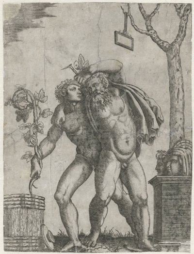 Silenus apoyado por una joven bacante de Anonymous