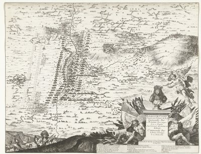 Escoria bij Kassel, 1677 Batalla de Cassel ganada por el Ejército del Rey Comandado por el Único Hermano de Su Majestad en el Ejército de los Estados de Holanda, Comandado por el Príncipe de Orange el 11 de abril de 1677 (título sobre el objeto) de Anonymous