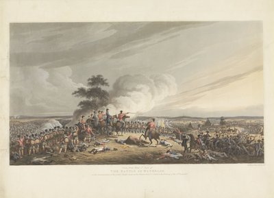 Escoria bij Waterloo, 1815 Vista desde Mont St. Jean de la batalla de Waterloo, al comienzo de la gran carga realizada sobre los franceses alrededor de las 7 en punto de la tarde del 18 de junio de 1815 (título sobre el objeto) de Anonymous