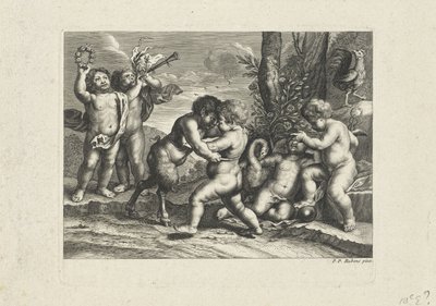 Jugando putti en un paisaje de Anonymous