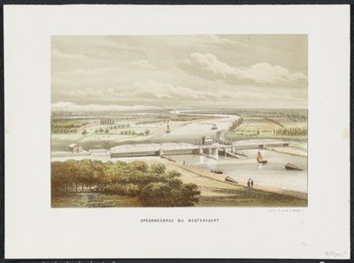 Puente ferroviario en Westervoort, 1846 Puente ferroviario en Westervoort (título sobre objeto) Los principales puentes ferroviarios de los Países Bajos (título de la serie) de Anonymous