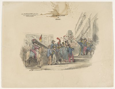 Caricatura que representa la distribución de cruces honoríficas belgas, 1834 Distribution de Croix (título sobre objeto) de Anonymous