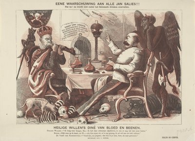 Caricatura del Kaiser Wilhelm I y Bismarck, 1870 Cena de sangre y huesos de San Guillermo (título sobre el objeto) de Anonymous