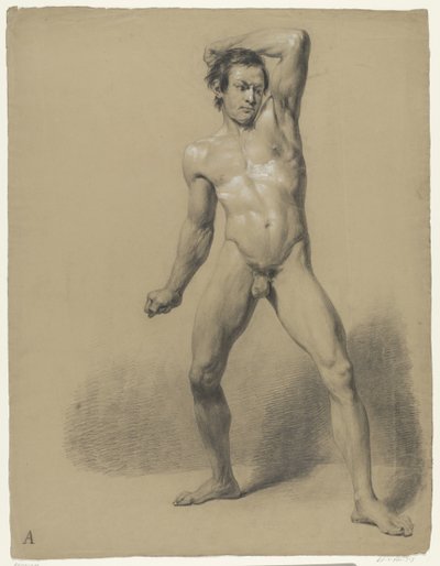 Desnudo masculino de pie con los puños cerrados de Anonymous