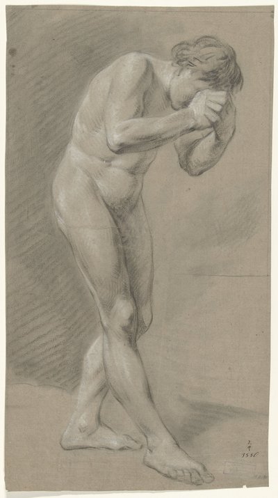 Desnudo masculino de pie, inclinado hacia la derecha de Anonymous
