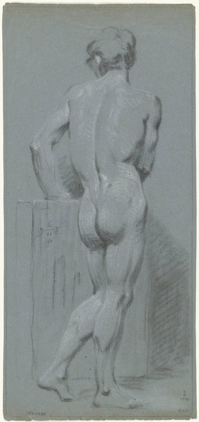 Desnudo masculino de pie, visto de espaldas, ligeramente a la derecha de Anonymous