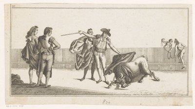 Toro picado por un matador Colección de las principales suertes de una corrida de toros (título de serie sobre objeto) Colección de las maniobras taurinas más importantes (título de la serie) de Anonymous