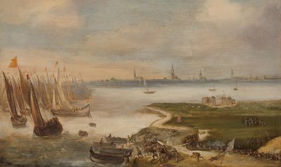 La derrota holandesa en el Blokkersdijk, cerca de Amberes, 1605 de Anonymous