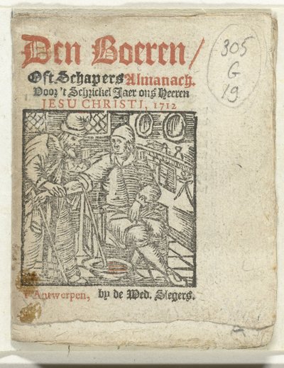 Página de título para: Den Boeren / Oft Schapers Almanach Voor 