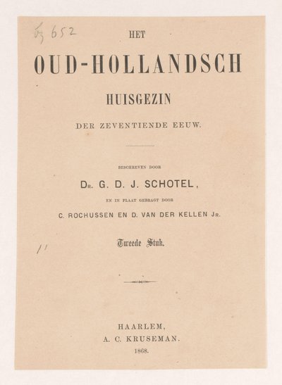 Página de título para: Gillis Dyonisius Jacobus Schotel, The Old Dutch Household, Second Piece, 1868 de Anonymous