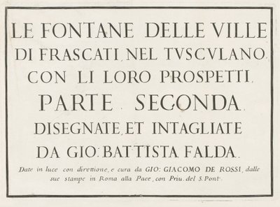 Impresión de título con título enmarcado Fontane delle ville di Frascati (título de la serie) Fuentes de Frascati (título de la serie) de Anonymous
