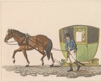 Toesled, 1810-1825 Trineo alquilado, enlatado con el nombre de Sleede o Slee (título sobre el objeto) de Anonymous