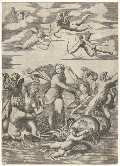 Triomf van Galatea met tritons en nereïden en putti de Anonymous