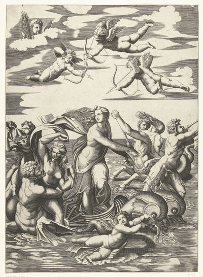 Triunfo de Galatea con tritones, nereidas y putti de Anonymous