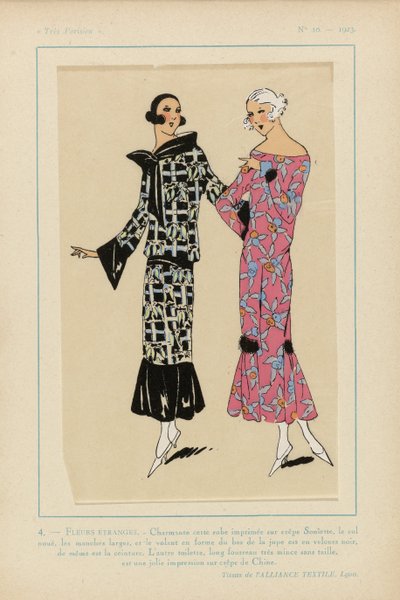 Muy parisino, 1923, nº 10: 4. - FLORES EXTRAÑAS. - Encantador este vestido estampado... de Anonymous