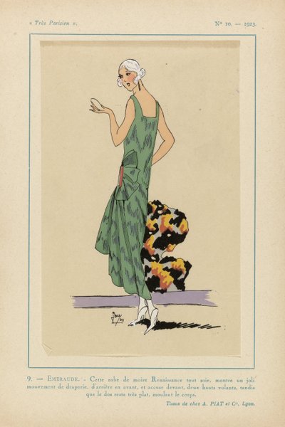 Muy parisino, 1923, nº 10: 9. - ESMERALDA. - Este vestido muaré renacentista.... de Anonymous